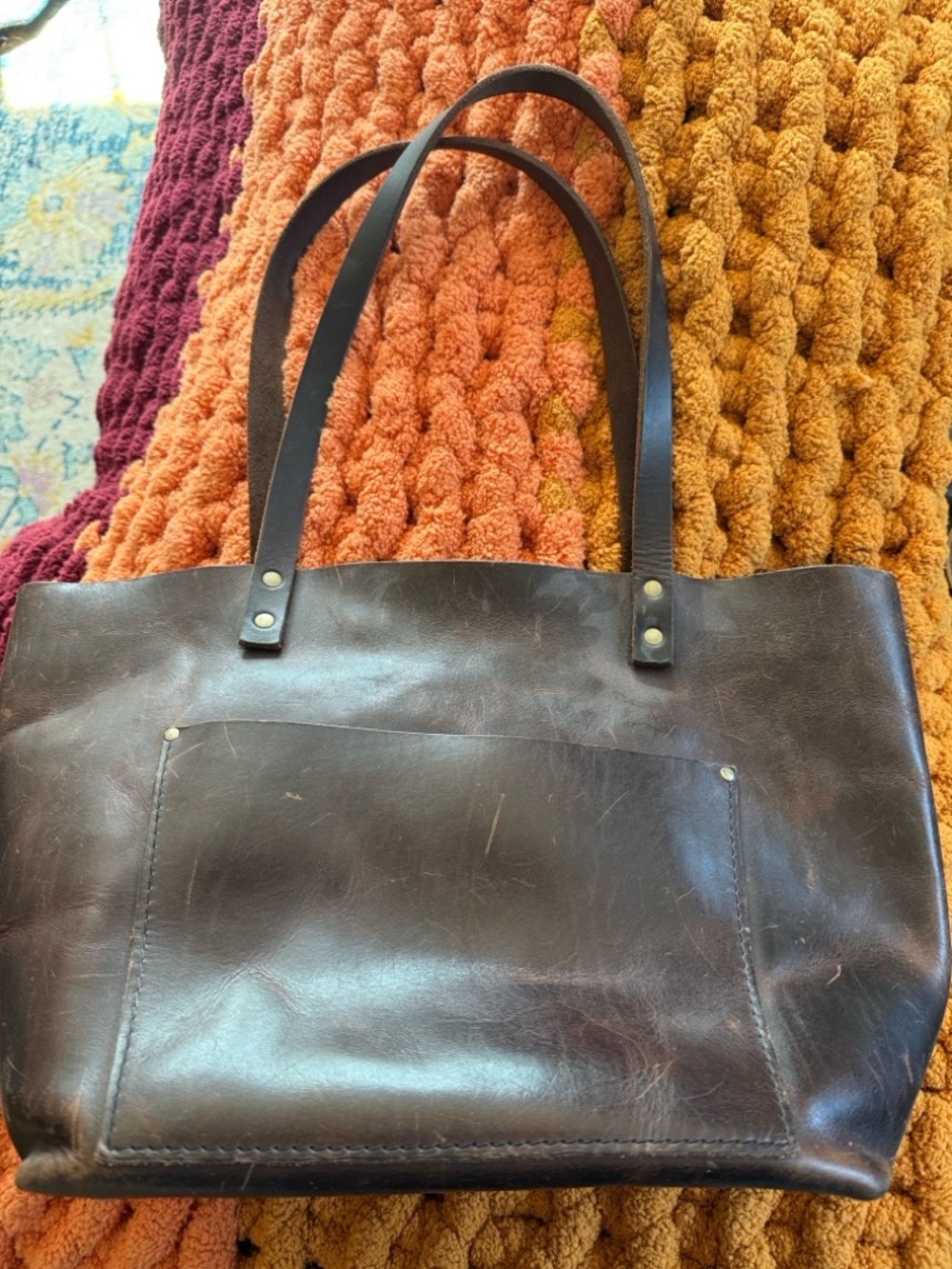 Portland Brown Leather Shoulder Bag - Classic Dark Brown - Picture 3 of 4